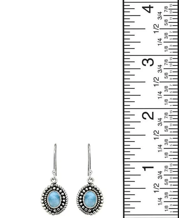 Larimar Solid 925 Sterling Silver Dangle Earrings YoTreasure Earrings