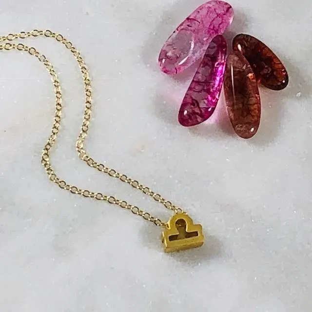Libra Charm Necklace with Crystal Sarah Belle Necklaces