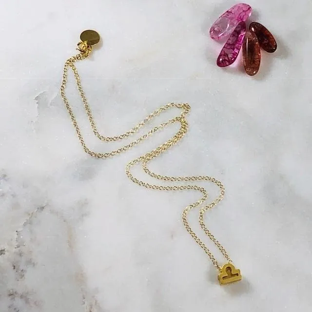 Libra Charm Necklace with Crystal Sarah Belle Necklaces