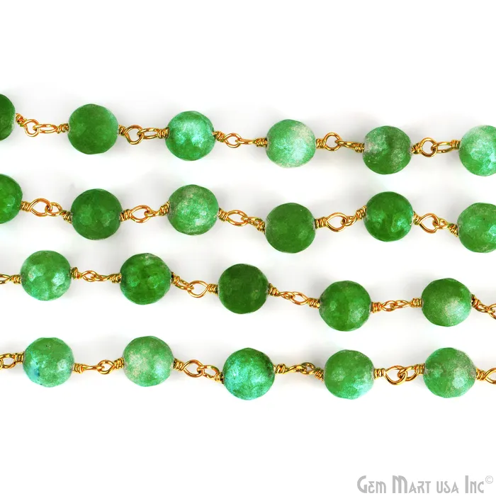 Light Green Jade Faceted Beads 8mm Gold Plated Wire Wrapped Rosary Chain GemmartUSA Necklaces Light Green Jade Faceted Beads 8mm Gold Plated Wire Wrapped Rosary Chain GemmartUSA Necklaces