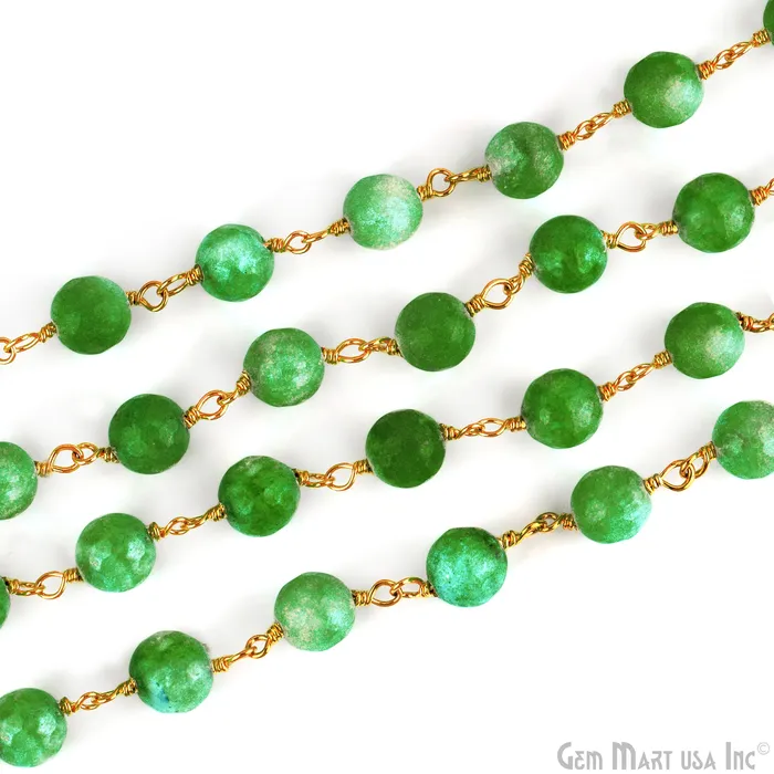 Light Green Jade Faceted Beads 8mm Gold Plated Wire Wrapped Rosary Chain GemmartUSA Necklaces Light Green Jade Faceted Beads 8mm Gold Plated Wire Wrapped Rosary Chain GemmartUSA Necklaces