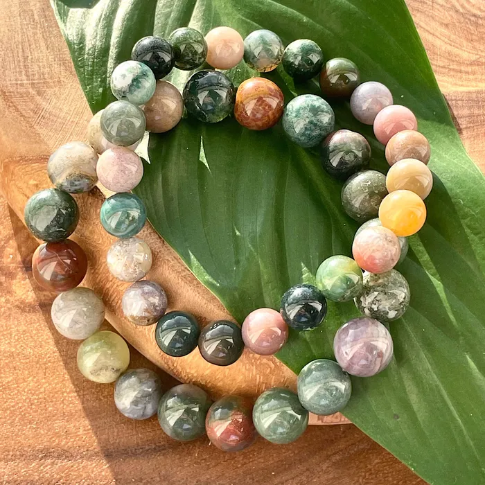 Lily Rose Jewelry Bracelets Indian Agate Growing Beauty Inner Wisdom 10mm Stretch Bracelet
