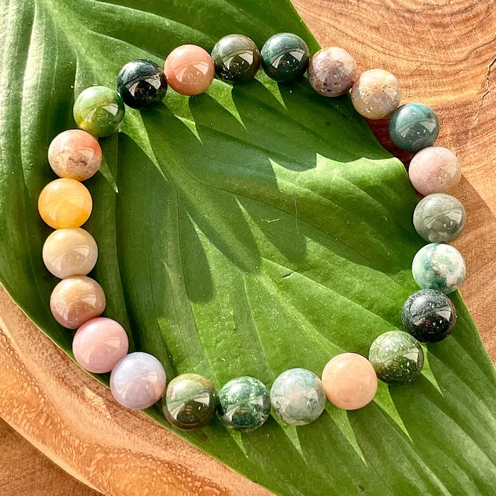 Lily Rose Jewelry Bracelets Indian Agate Growing Beauty Inner Wisdom 10mm Stretch Bracelet