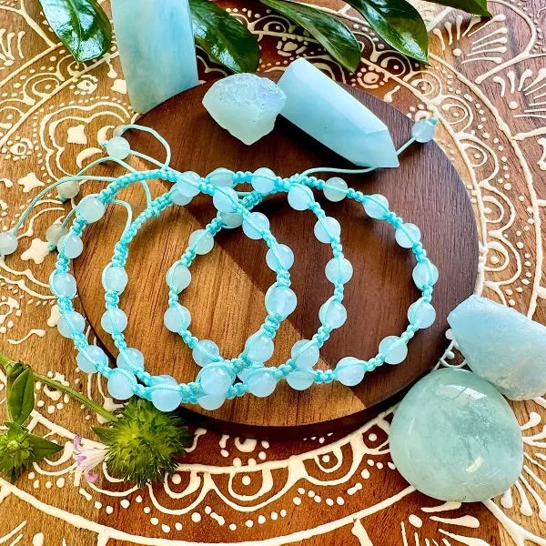 Lily Rose Jewelry Bracelets NEW Aquamarine Reflection Relaxation Resilience Woven Inner Strength Collection Nylon Braided Adjustable 6mm Bead Bracelet Lily Rose Jewelry Bracelets NEW Aquamarine Reflection Relaxation Resilience Woven Inner Strength Collection Nylon Braided Adjustable 6mm Bead Bracelet