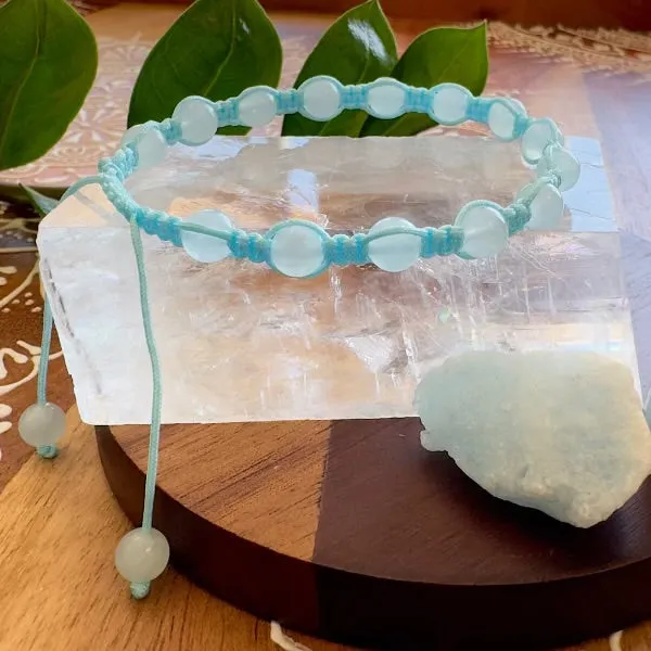 Lily Rose Jewelry Bracelets NEW Aquamarine Reflection Relaxation Resilience Woven Inner Strength Collection Nylon Braided Adjustable 6mm Bead Bracelet