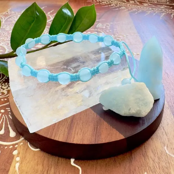 Lily Rose Jewelry Bracelets NEW Aquamarine Reflection Relaxation Resilience Woven Inner Strength Collection Nylon Braided Adjustable 6mm Bead Bracelet