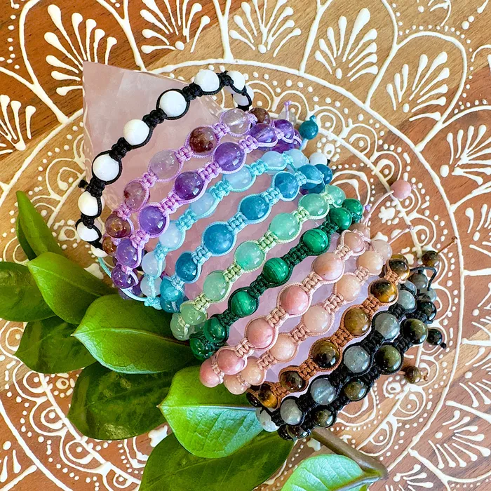Lily Rose Jewelry Bracelets NEW Aquamarine Reflection Relaxation Resilience Woven Inner Strength Collection Nylon Braided Adjustable 6mm Bead Bracelet