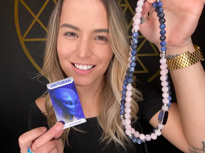 Lily Rose Jewelry Co Bracelets Last one 8mm Elizabeth April Channeled Arcturian Sacred Geometry Limited Edition Cosmic Species Stretch Mala Bracelet Necklace