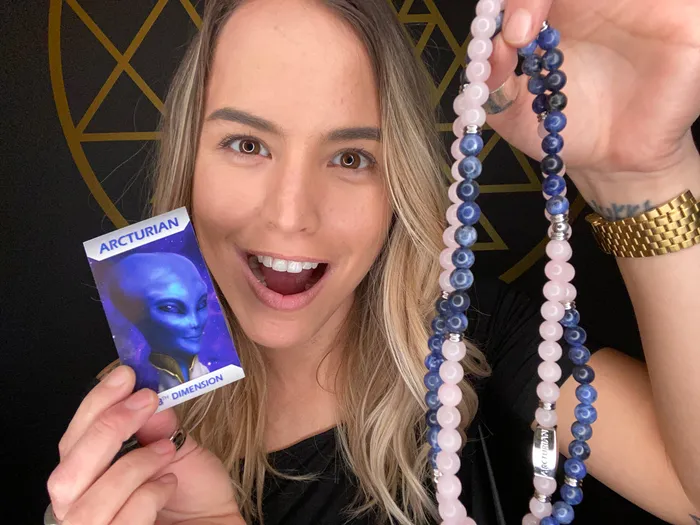 Lily Rose Jewelry Co Bracelets Last one 8mm Elizabeth April Channeled Arcturian Sacred Geometry Limited Edition Cosmic Species Stretch Mala Bracelet Necklace
