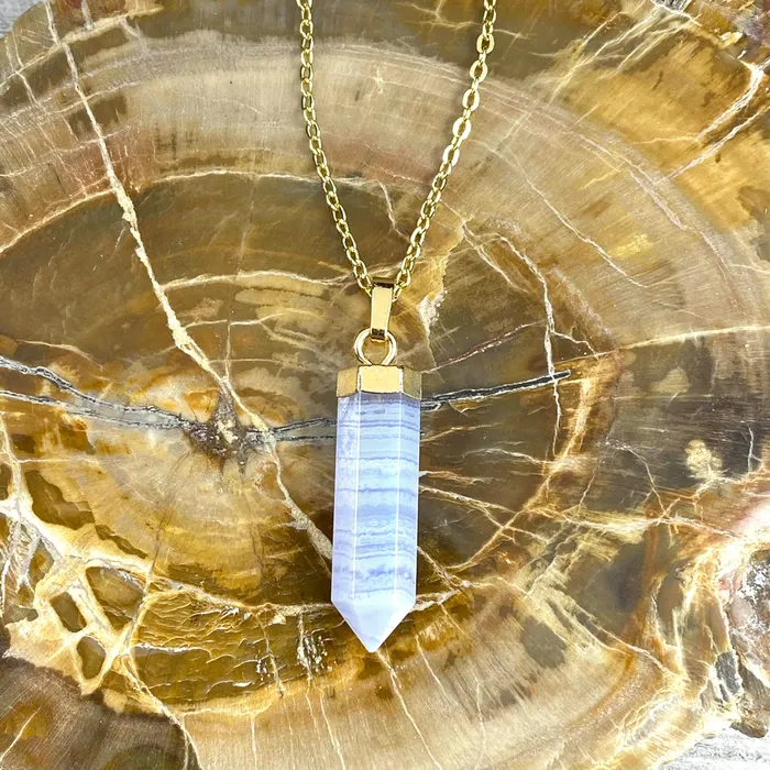 Lily Rose Jewelry Necklaces Blue Lace Agate Serenity Full Tower Point Pendant 18 Gold Necklace Lily Rose Jewelry Necklaces Blue Lace Agate Serenity Full Tower Point Pendant 18 Gold Necklace