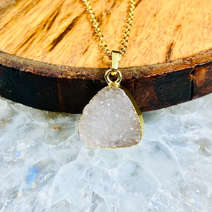 Lily Rose Jewelry Necklaces Druzy Quartz Sparkling Mini Geode Triangle Crystal Pendant 18 Gold Necklace