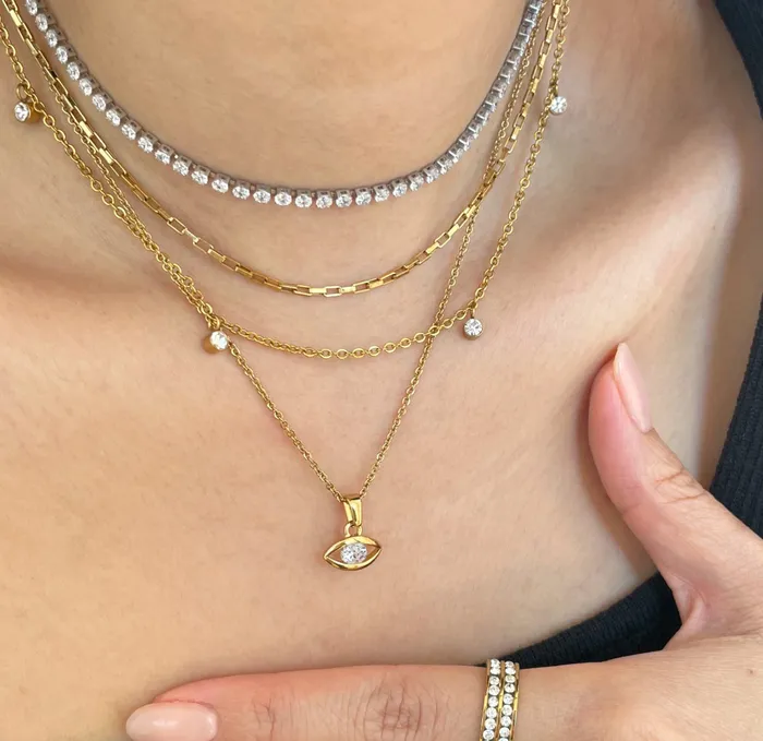 Mai Dsire Necklaces CLARETTE GOLD EVIL EYE PENDANT NECKLACE