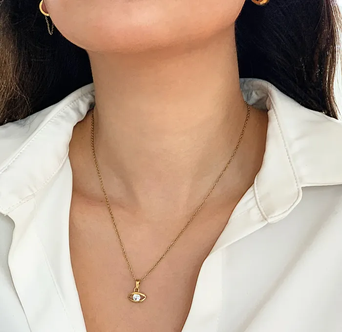 Mai Dsire Necklaces CLARETTE GOLD EVIL EYE PENDANT NECKLACE