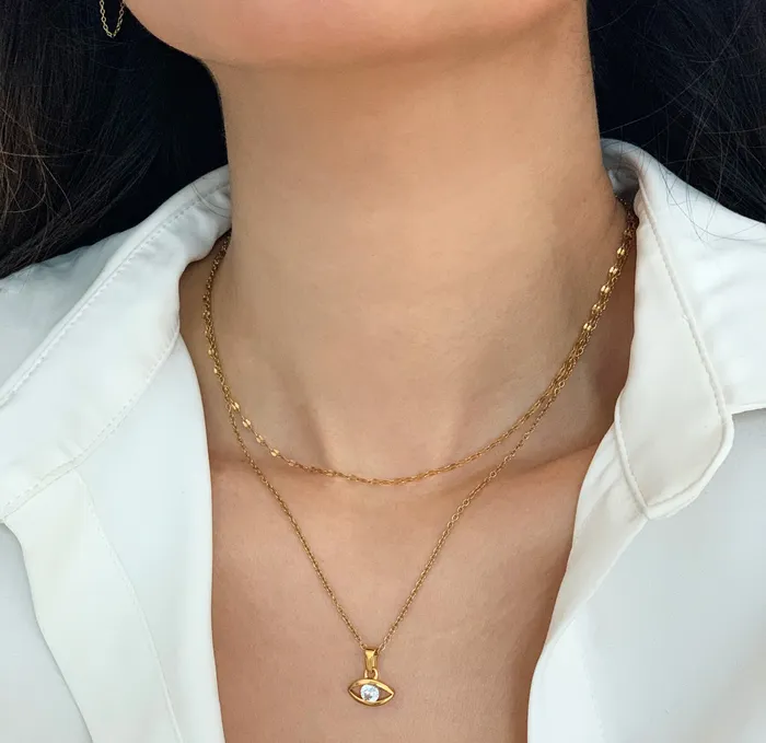 Mai Dsire Necklaces CLARETTE GOLD EVIL EYE PENDANT NECKLACE