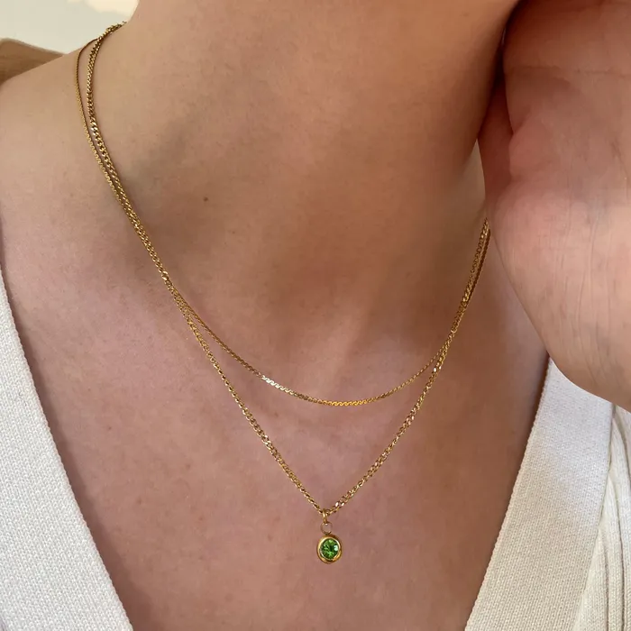 Mai Dsire Necklaces DELILAH PERIDOT BIRTHSTONE PENDANT NECKLACE AUGUST