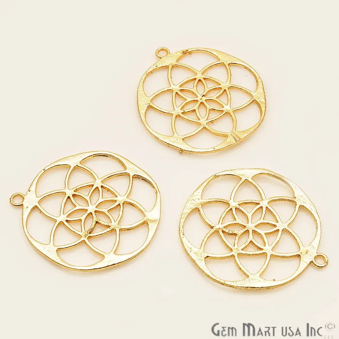 Mandala Shape Finding 40x36mm Gold Plated Chandelier Jewelry Charm GemMartUSA Charm Necklaces