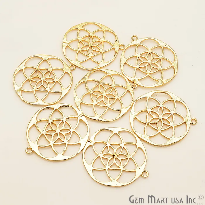 Mandala Shape Finding 40x36mm Gold Plated Chandelier Jewelry Charm GemMartUSA Charm Necklaces