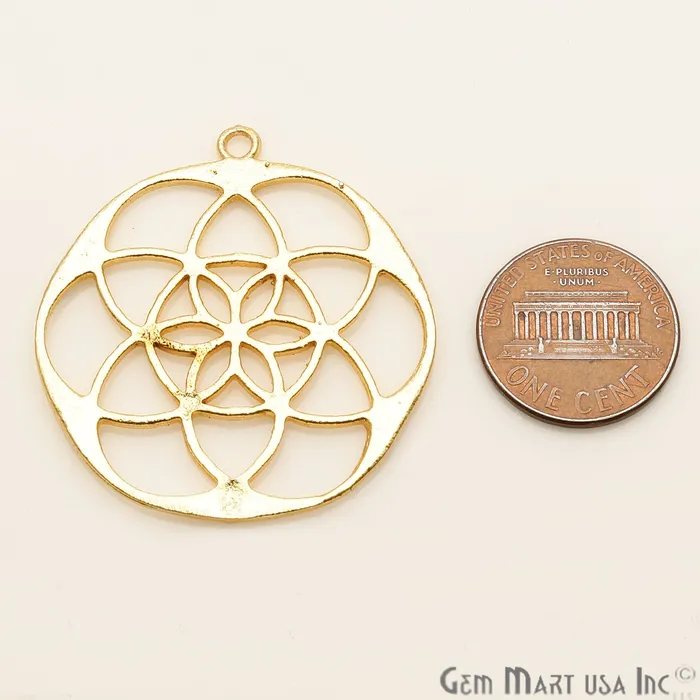 Mandala Shape Finding 40x36mm Gold Plated Chandelier Jewelry Charm GemMartUSA Charm Necklaces