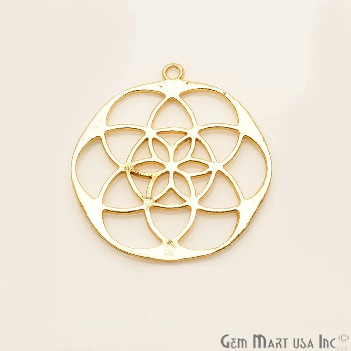 Mandala Shape Finding 40x36mm Gold Plated Chandelier Jewelry Charm GemMartUSA Charm Necklaces