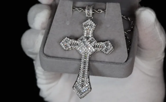 Mens Big Diamond Cross Pendant Iced Out Cross Pendant Hip Hop Cross Pendant My Store Necklaces