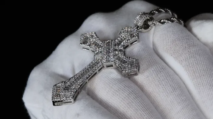 Mens Big Diamond Cross Pendant Iced Out Cross Pendant Hip Hop Cross Pendant My Store Necklaces