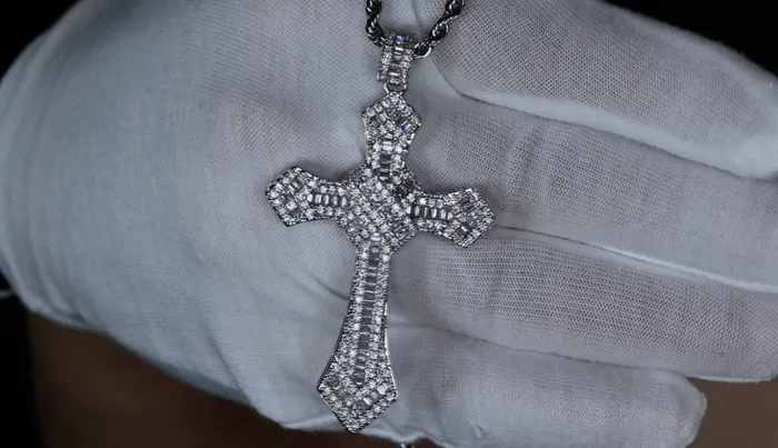 Mens Big Diamond Cross Pendant Iced Out Cross Pendant Hip Hop Cross Pendant My Store Necklaces