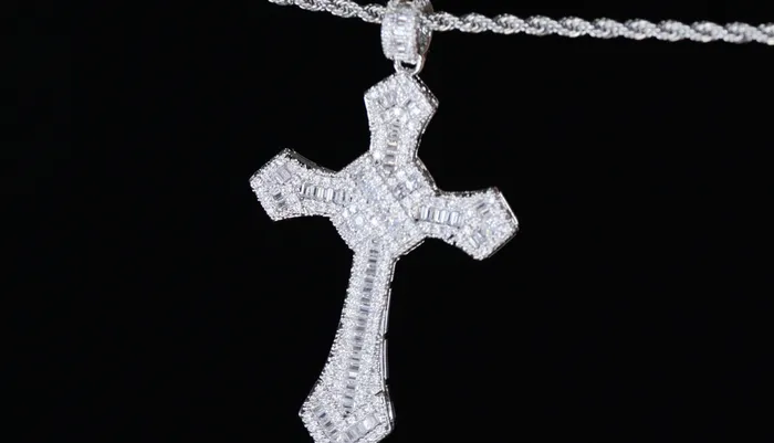 Mens Big Diamond Cross Pendant Iced Out Cross Pendant Hip Hop Cross Pendant My Store Necklaces