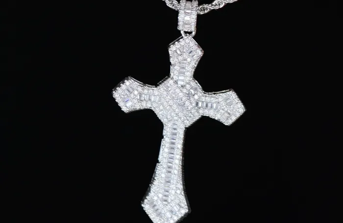 Mens Big Diamond Cross Pendant Iced Out Cross Pendant Hip Hop Cross Pendant My Store Necklaces