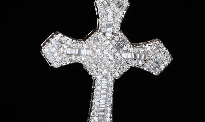 Mens Big Diamond Cross Pendant Iced Out Cross Pendant Hip Hop Cross Pendant My Store Necklaces