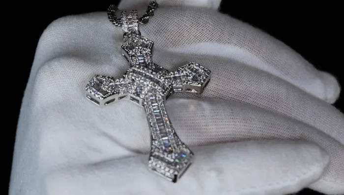 Mens Big Diamond Cross Pendant Iced Out Cross Pendant Hip Hop Cross Pendant My Store Necklaces