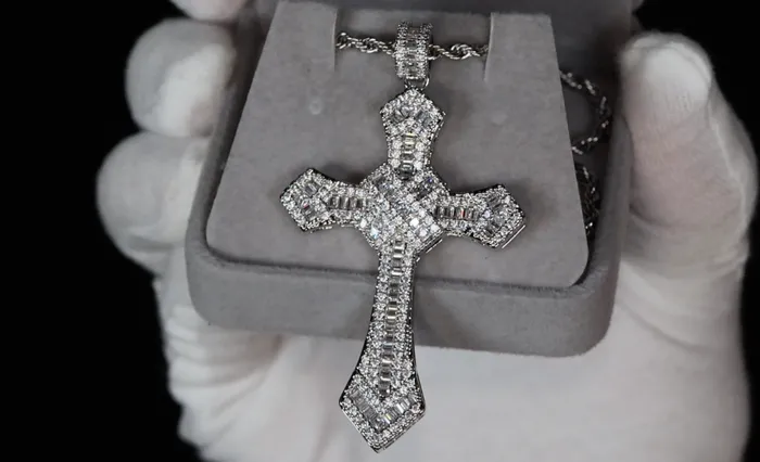 Mens Big Diamond Cross Pendant Iced Out Cross Pendant Hip Hop Cross Pendant My Store Necklaces