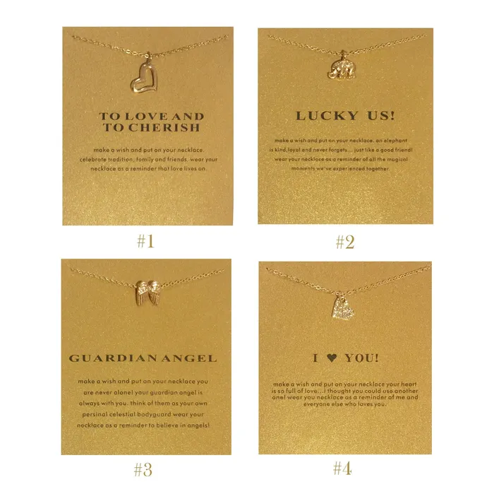 Minx London Necklaces Gold Clover Necklace Pendant with Gift Card by Minx London wish four leaf clover pendant charms lucky charm gift card personalised