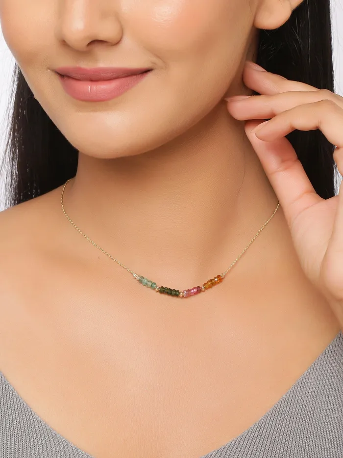 Multi Tourmaline Solid 925 Sterling Silver Gold Plated Chain Pendant Necklace Jewelry YoTreasure Necklaces Multi Tourmaline Solid 925 Sterling Silver Gold Plated Chain Pendant Necklace Jewelry YoTreasure Necklaces