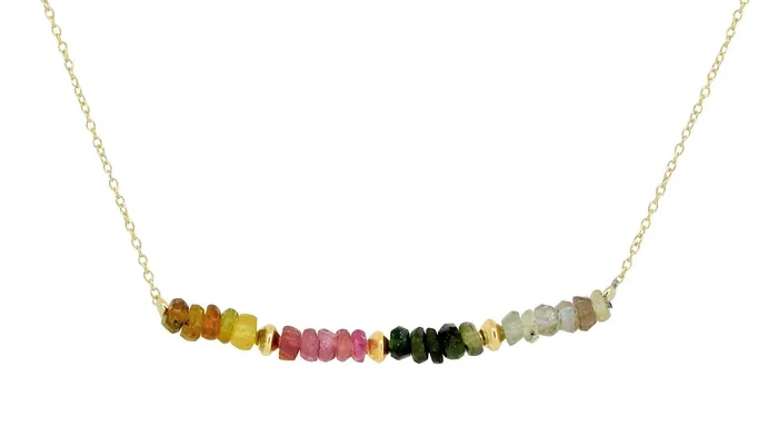 Multi Tourmaline Solid 925 Sterling Silver Gold Plated Chain Pendant Necklace Jewelry YoTreasure Necklaces Multi Tourmaline Solid 925 Sterling Silver Gold Plated Chain Pendant Necklace Jewelry YoTreasure Necklaces
