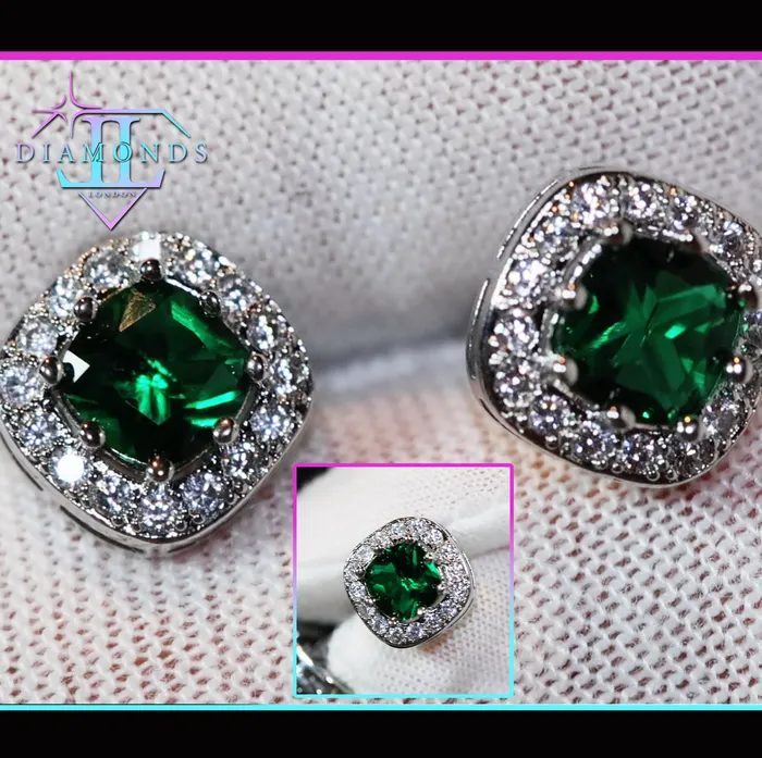 My Store Earrings Green diamond ear studs