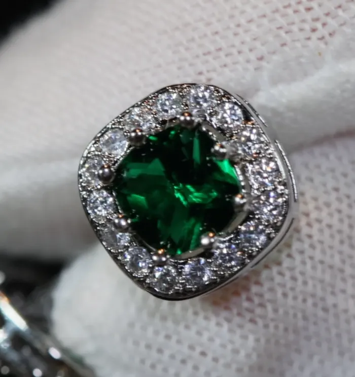 My Store Earrings Green diamond ear studs