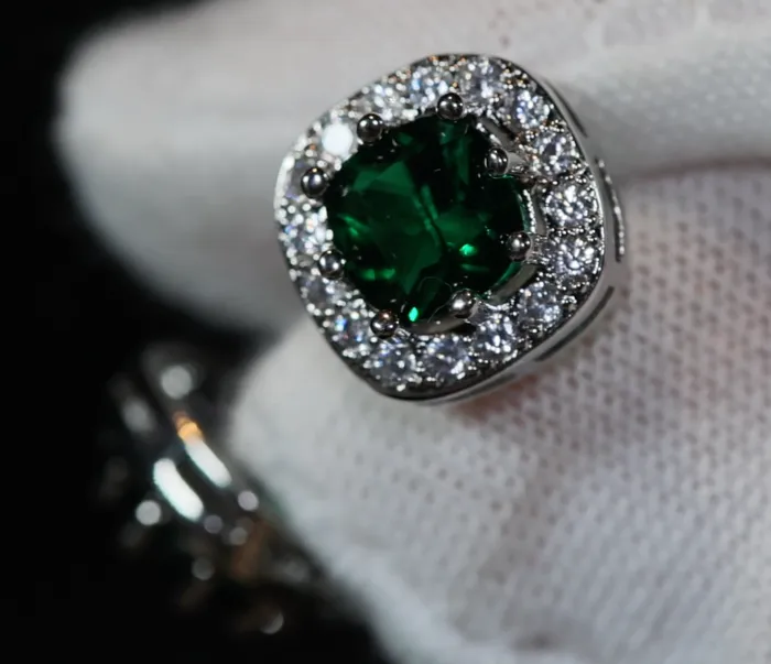 My Store Earrings Green diamond ear studs