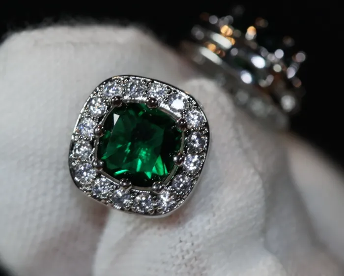 My Store Earrings Green diamond ear studs