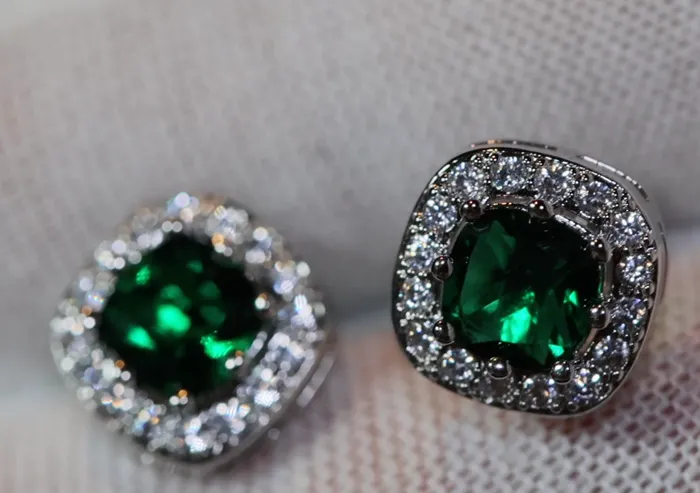 My Store Earrings Green diamond ear studs