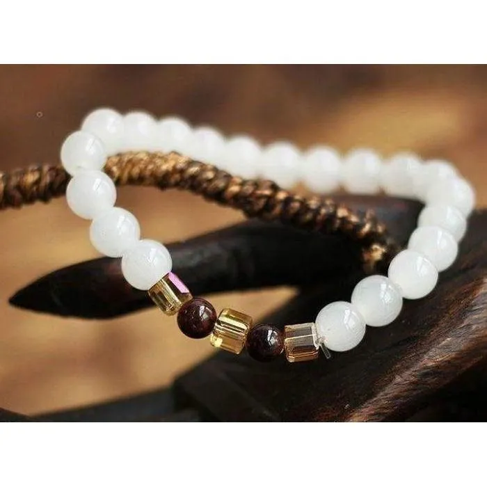 My Zen Temple Bracelets White Chalcedony Bead Bracelet