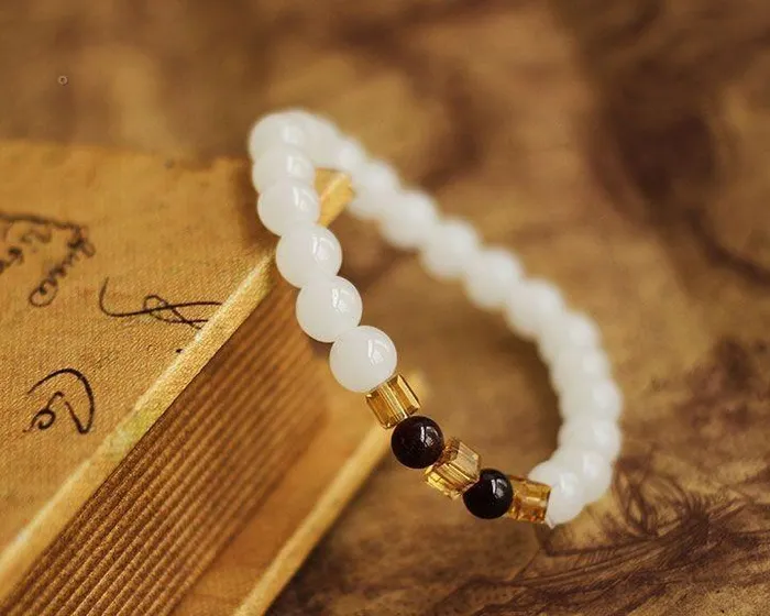 My Zen Temple Bracelets White Chalcedony Bead Bracelet