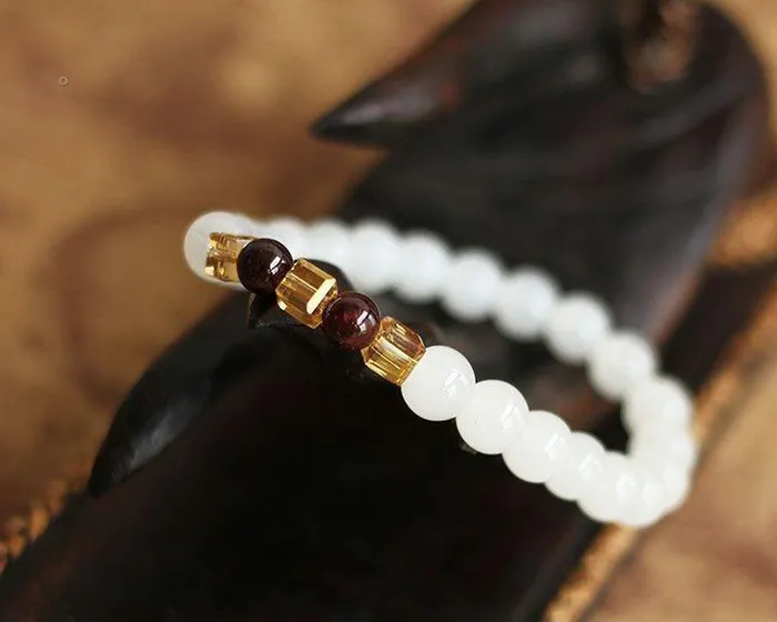 My Zen Temple Bracelets White Chalcedony Bead Bracelet