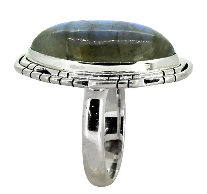 Natural Blue Fire Labradorite Solid 925 Sterling Silver Ring Jewelry YoTreasure Rings