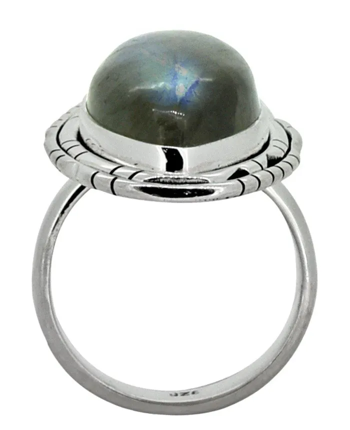Natural Blue Fire Labradorite Solid 925 Sterling Silver Ring Jewelry YoTreasure Rings