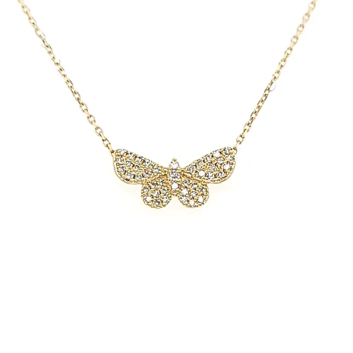 Necklaces 14k Yellow Gold Diamond Butterfly Necklace I6587 KC Designs