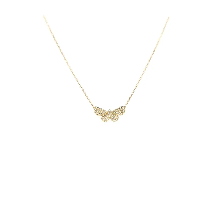 Necklaces 14k Yellow Gold Diamond Butterfly Necklace I6587 KC Designs
