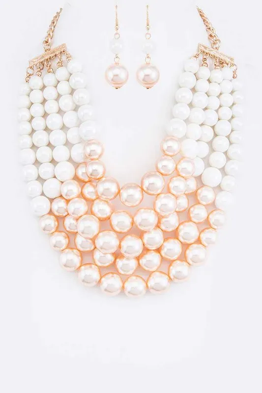Necklaces 2 Tone Layered Pearls Strand Statement Necklace LA Jewelry Plaza Necklaces 2 Tone Layered Pearls Strand Statement Necklace LA Jewelry Plaza