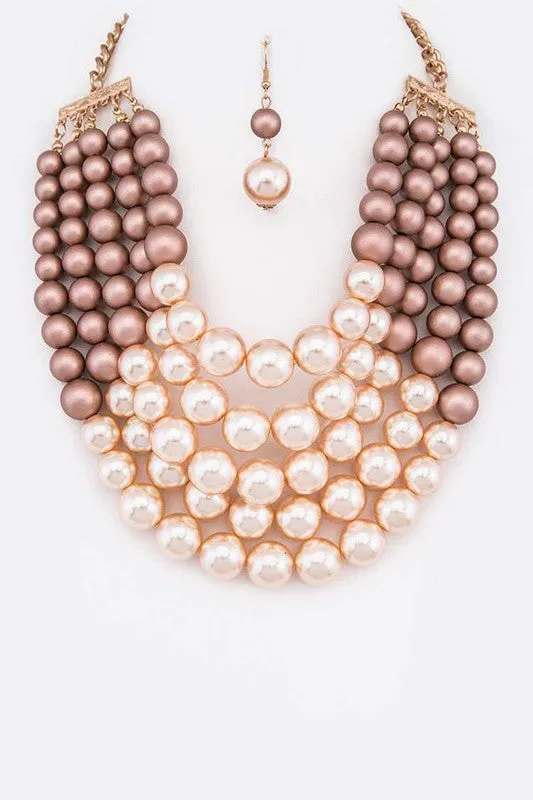 Necklaces 2 Tone Layered Pearls Strand Statement Necklace LA Jewelry Plaza Necklaces 2 Tone Layered Pearls Strand Statement Necklace LA Jewelry Plaza