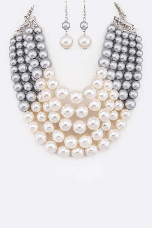Necklaces 2 Tone Layered Pearls Strand Statement Necklace LA Jewelry Plaza Necklaces 2 Tone Layered Pearls Strand Statement Necklace LA Jewelry Plaza