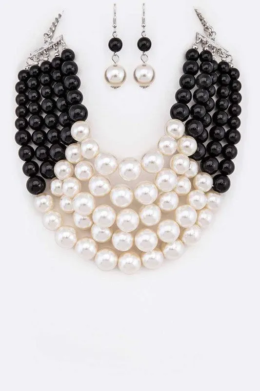 Necklaces 2 Tone Layered Pearls Strand Statement Necklace LA Jewelry Plaza Necklaces 2 Tone Layered Pearls Strand Statement Necklace LA Jewelry Plaza